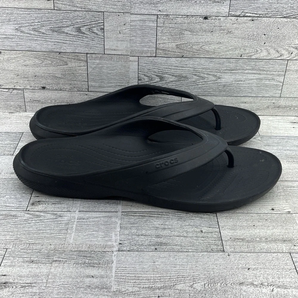 Crocs Classic Black Comfort Flip Flop Sandals 202635 Men Size‎ 11